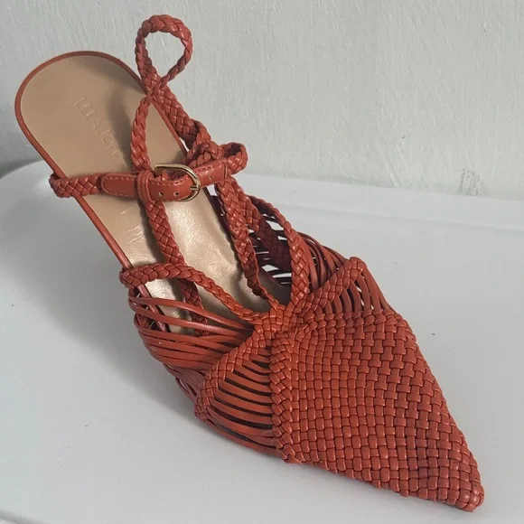 Elegant Women's Woven Heels - Orange - Picture 7 of 10